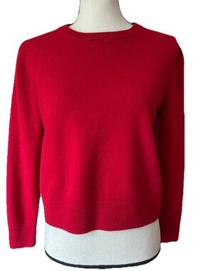 Quince 100% Mongolian Cashmere Crewneck Sweater Red Boxy Washable M/L